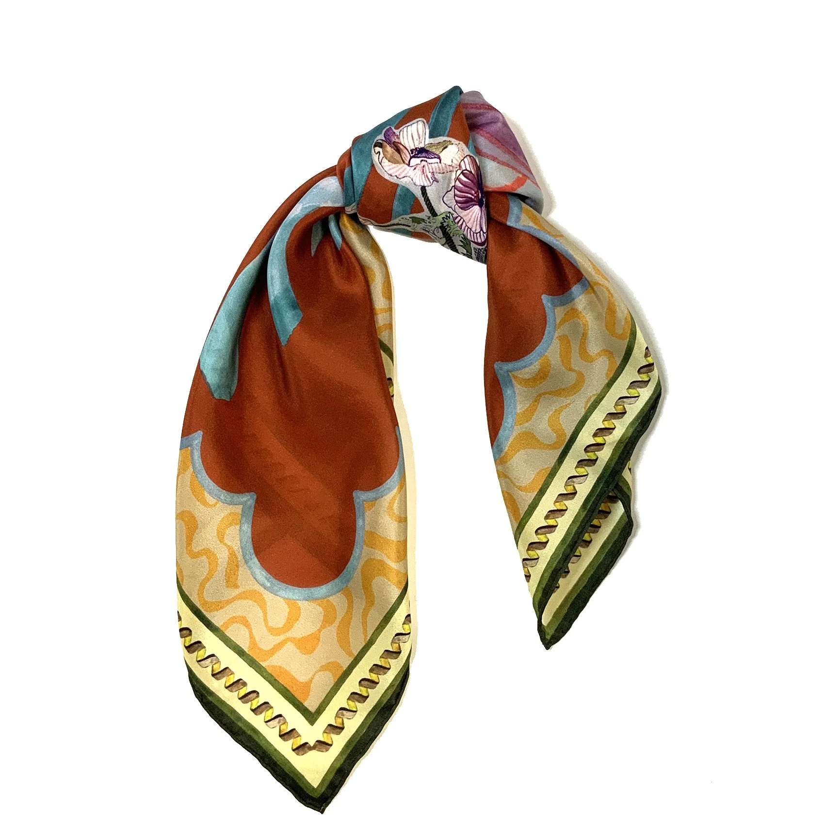 Anna Burnt Orange Silk Scarf Eleni Malami